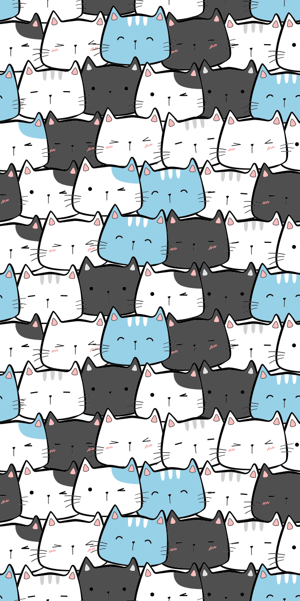 Fundo com gatos fofos e gatos no estilo de um desenho infantil a