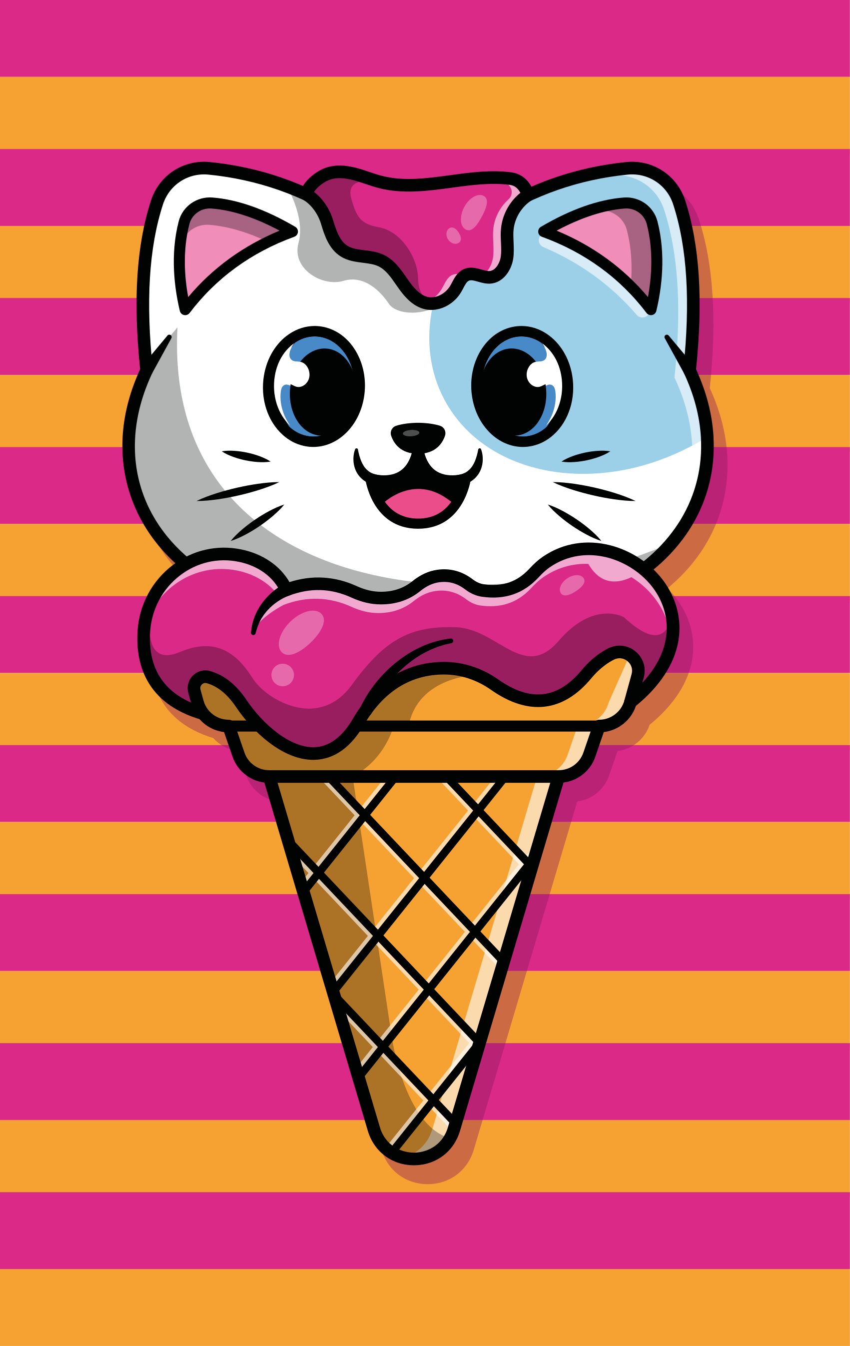 Stores Enfants Chat Mignon Dans La Glace Tenstickers