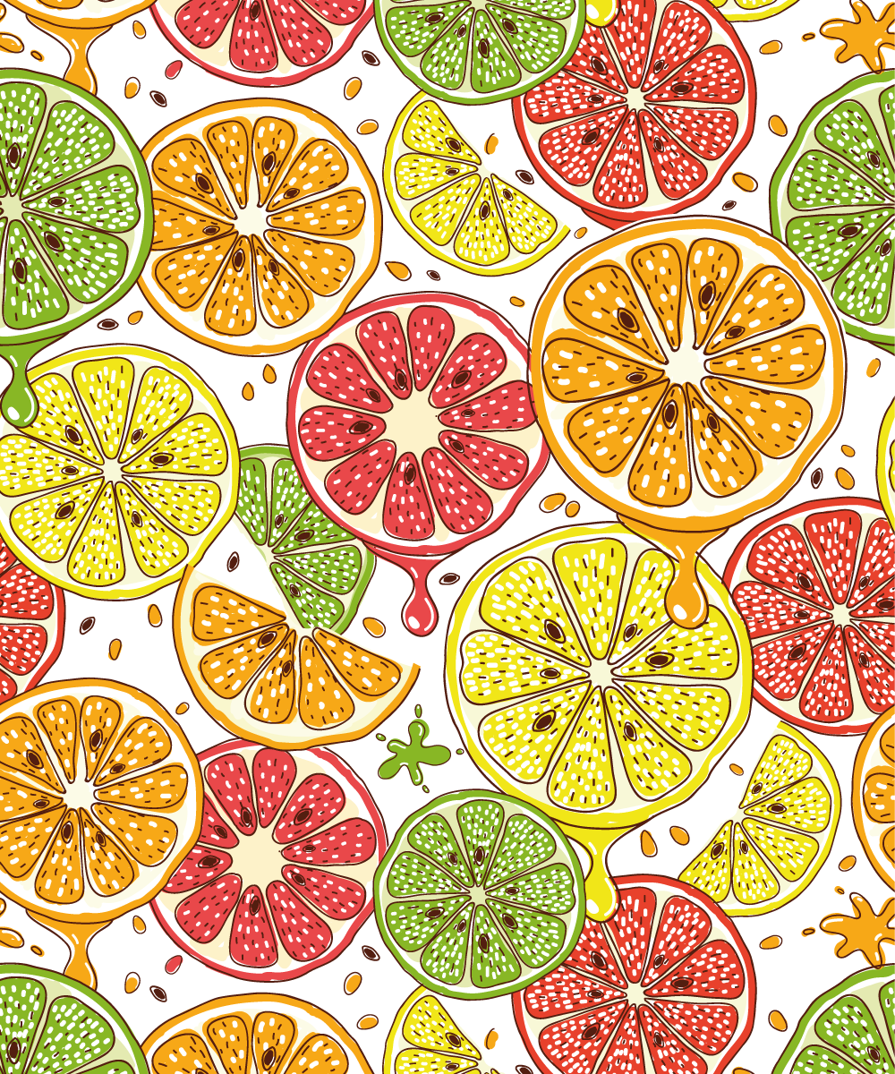 マルチカラーの柑橘類のイラスト ブラインドアート Tenstickers