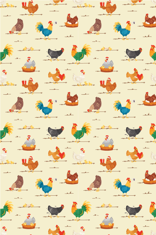 Chicken cartoon characters pattern Animal blind - TenStickers