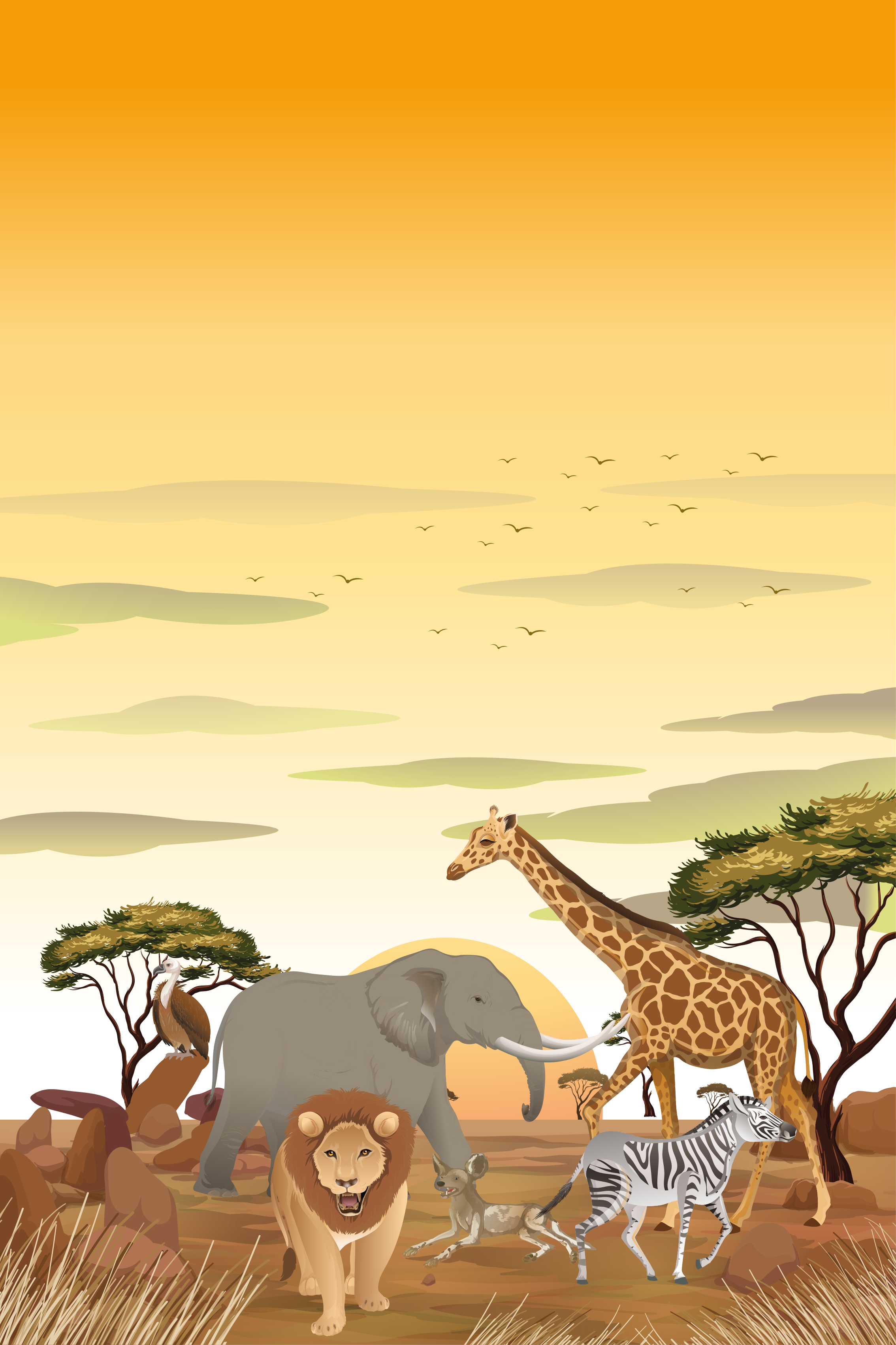 Estor de animales Paisaje africano de dibujos animados - TenVinilo
