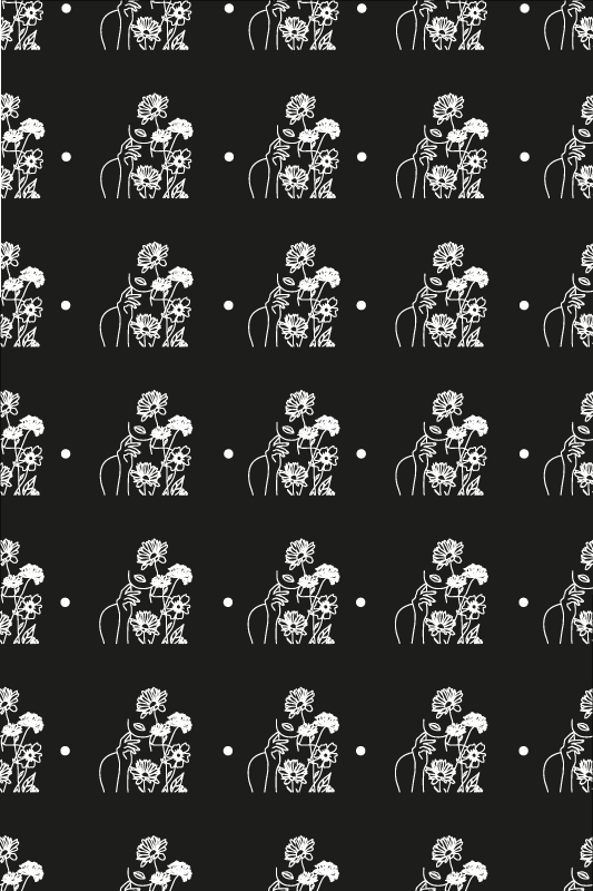 Black and White Silhouette floral roller blind - TenStickers