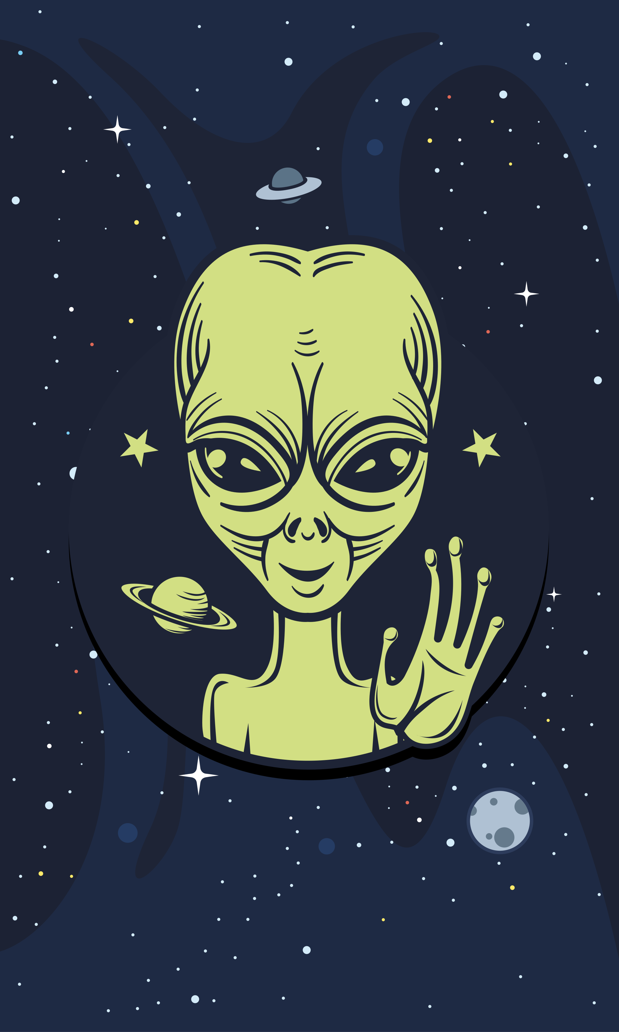 Cute alien waving original blind - TenStickers