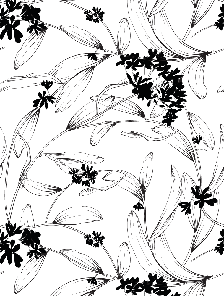 Estor de flores Patrón de hojas negras - TenVinilo
