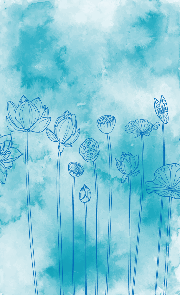 Delicate Blue Watercolor Flowers Flower Blind Tenstickers