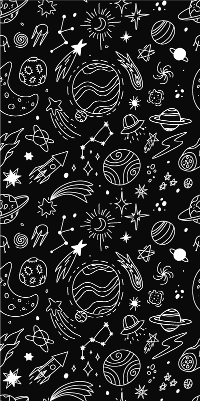 Black and white cosmic illustrations Kids blind - TenStickers
