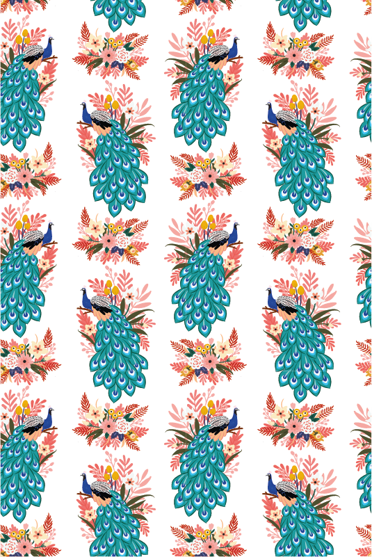PEACOCKS AMONG FLORALS flower roller blind - TenStickers