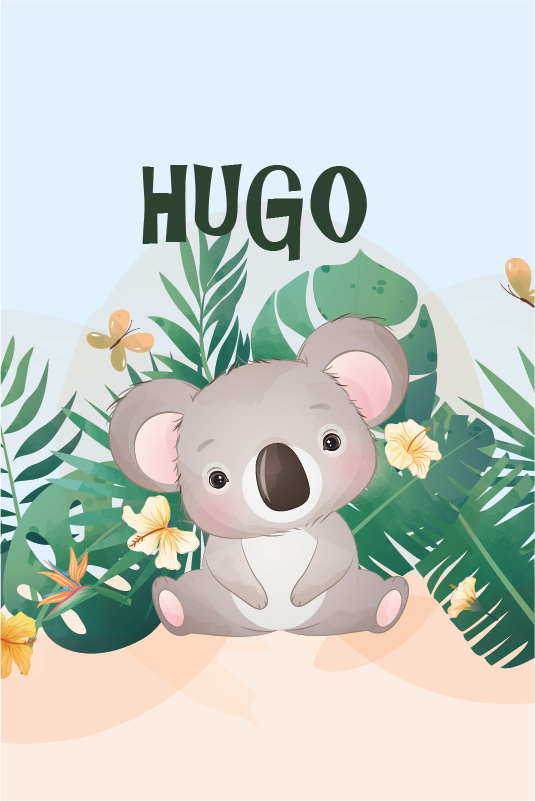 Stores Bebes Koala Mignon Pour Garcon Avec Nom Tenstickers