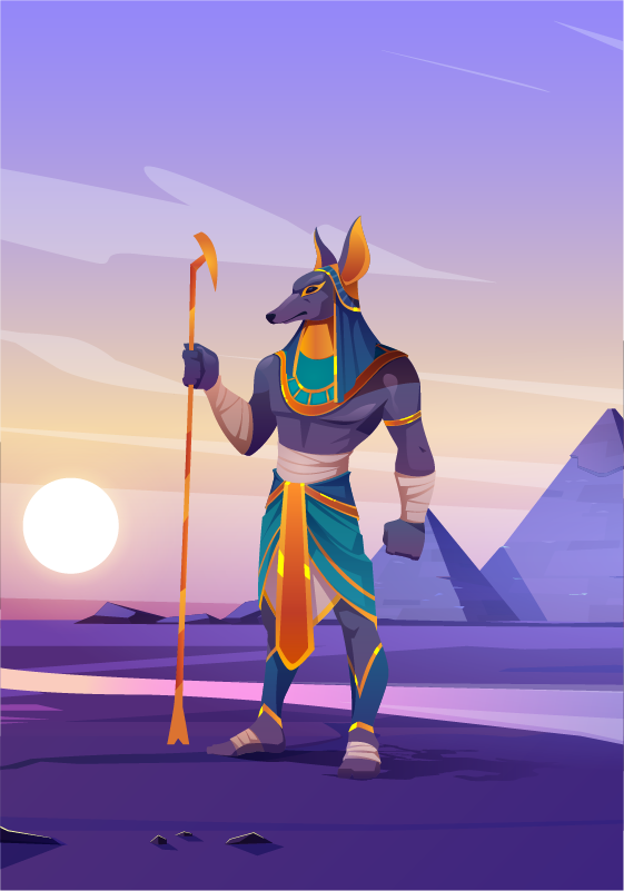 Stores modernes Recréation colorée d'anubis - TenStickers