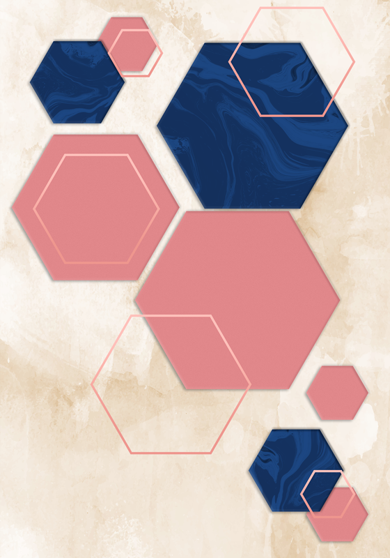 Pastel hexagons geometric art Living room roller blind - TenStickers