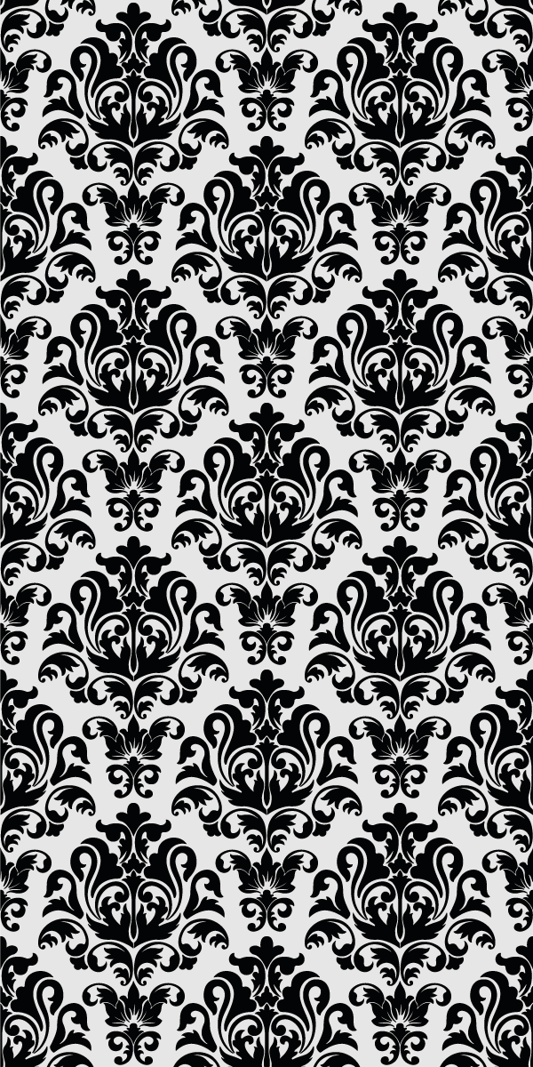 Rollo Fenster Klassisch schwarz-weißes blumenmuster - TenStickers
