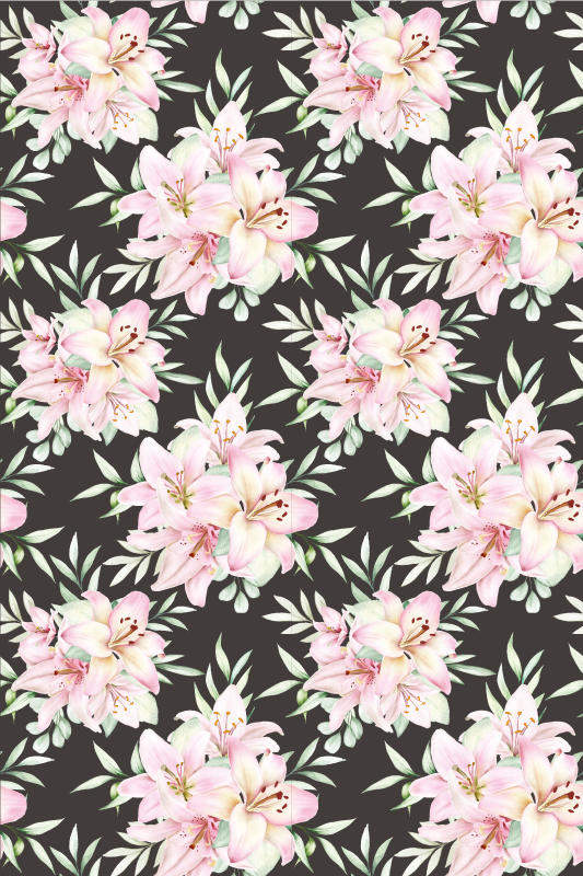 水彩百合花卉图案花盲 Tenstickers