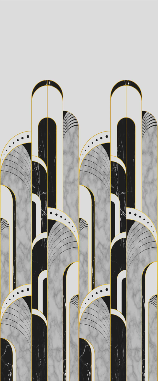 Stores modernes Art Déco motif gris et noir - TenStickers