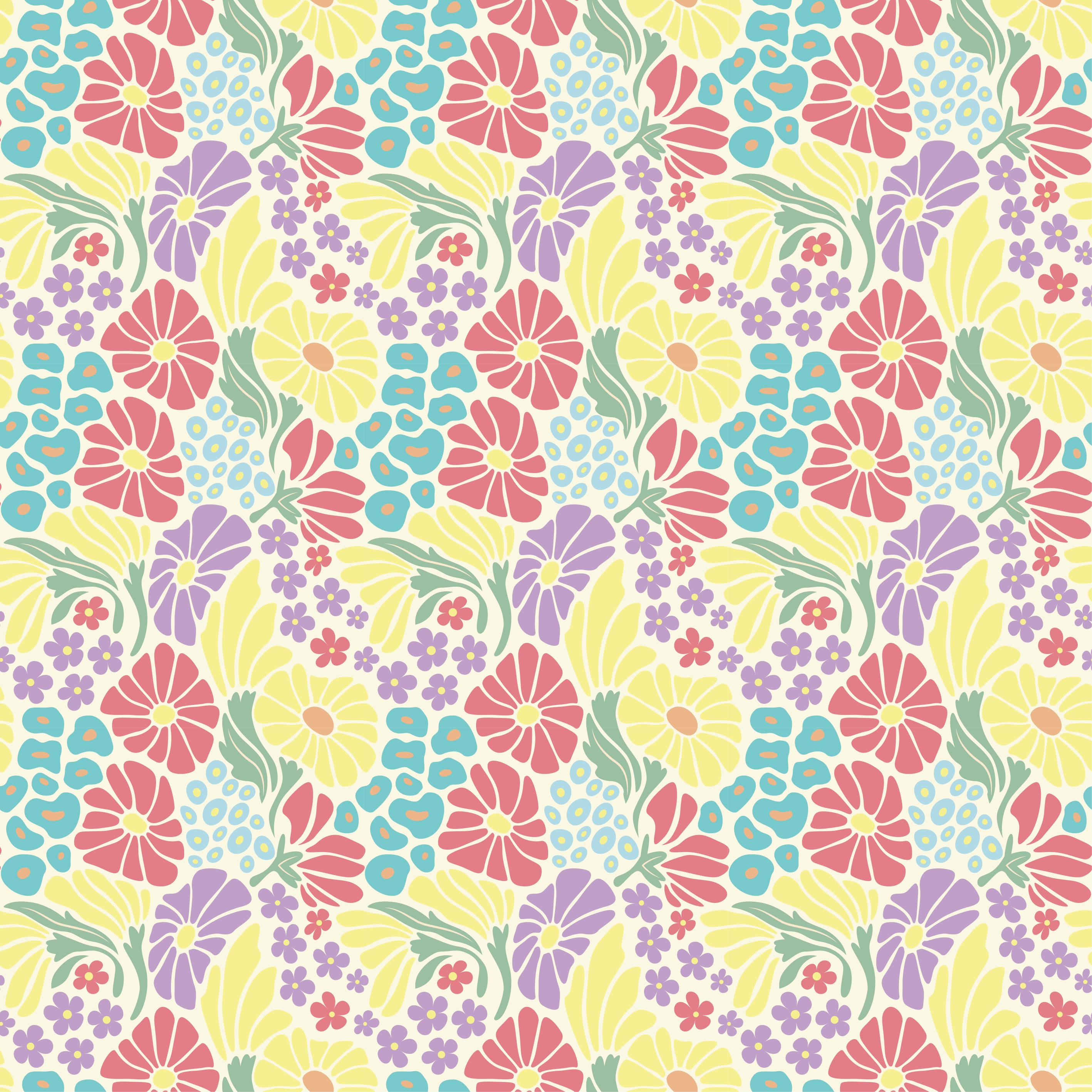 Store enrouleur salon fleurs pastel - TenStickers