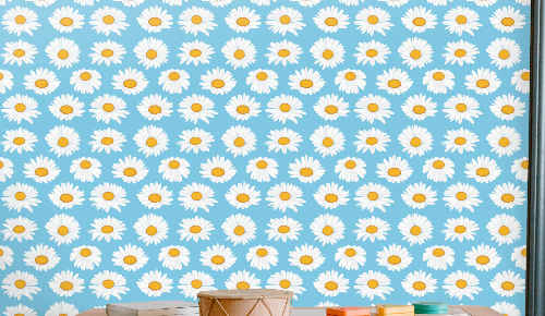 Papel pintado de flores azules