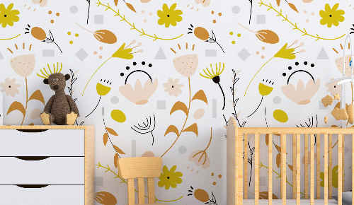 Papel pintado infantil de flores