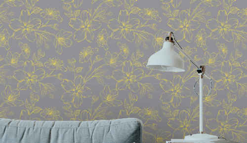 Papel pintado de flores amarillas