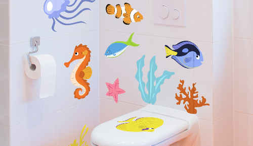 Acheter Autocollant mural de salle de bains et fleurs papillon, sparadrap  imperméables auto-adhésifs pour toilettes