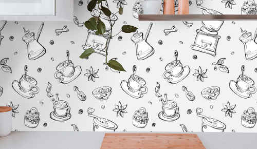 Cocinas decoradas con papel pintado en las paredes - Foto 1