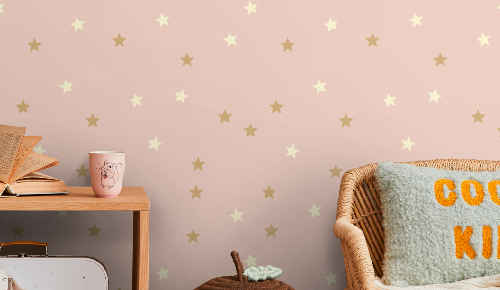 Hojas con fondo rosa vinilos decorativos para pared