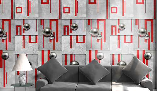 Papel pintado geométrico gris