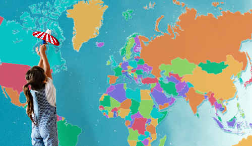 Childrens world map wall mural