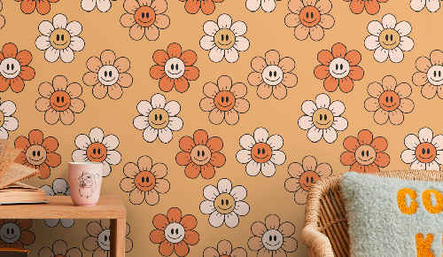 Kinderkamer bloemen behang 