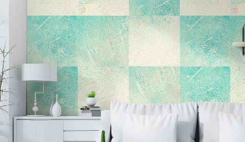 Grijs en blauw behang