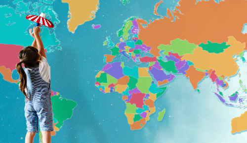 Vinilo pared mapamundi Mapa politico del mundo - TenVinilo