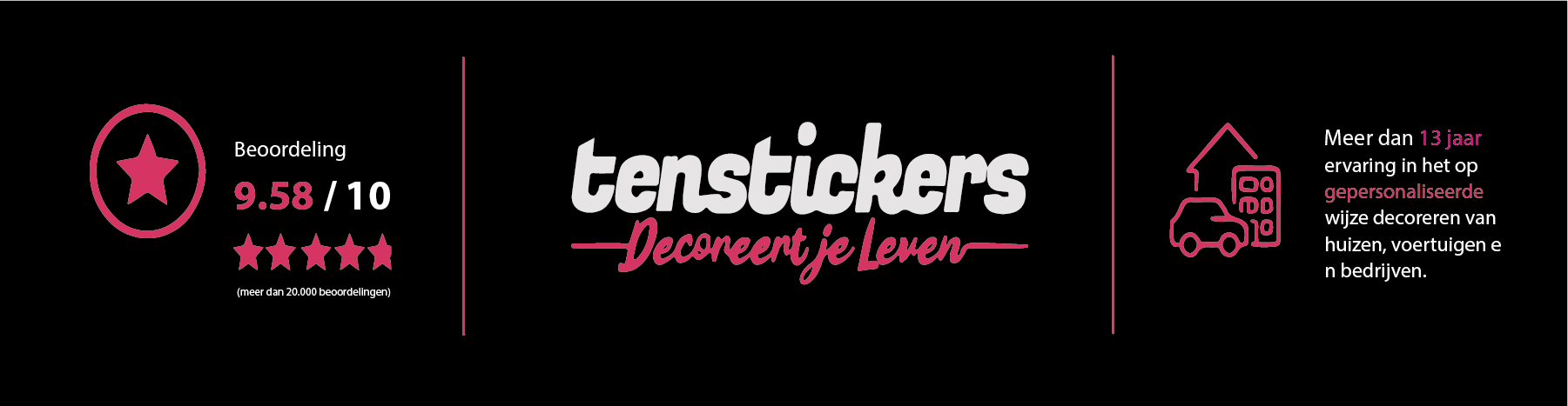 Tenstickers versiert je leven. Beoordeling 9.77/10 (meer dan 20.000 beoordelingen).