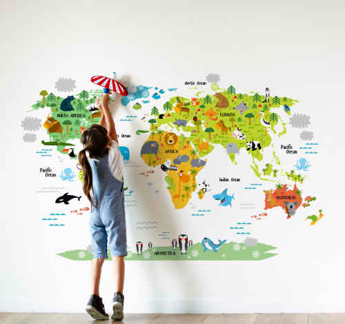 Stenske Nalepke Zemljevid Sveta