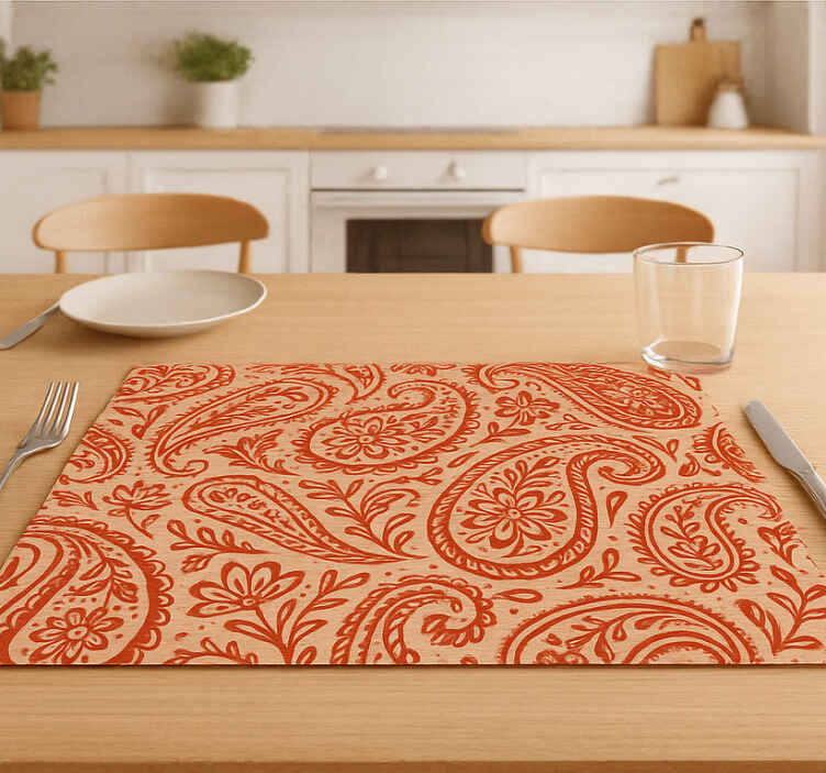 Individuais de mesa originais padrão paisley vermelho quente - TenStickers
