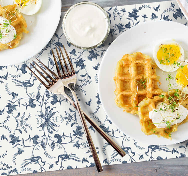 Tovaglietta colazione elegante Vite fiore blu