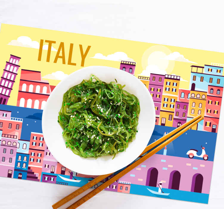 Personalisable placemats vibrant italian cityscape - TenStickers