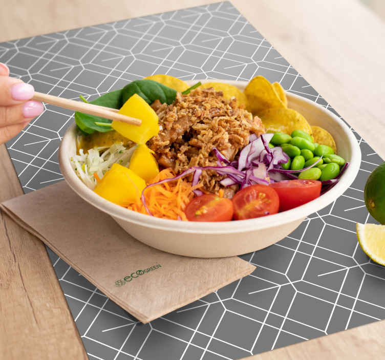 Individuales de mesa modernos Patrón de celosía gris TenVinilo