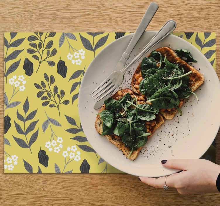 Modern placemats floral yellow design - TenStickers