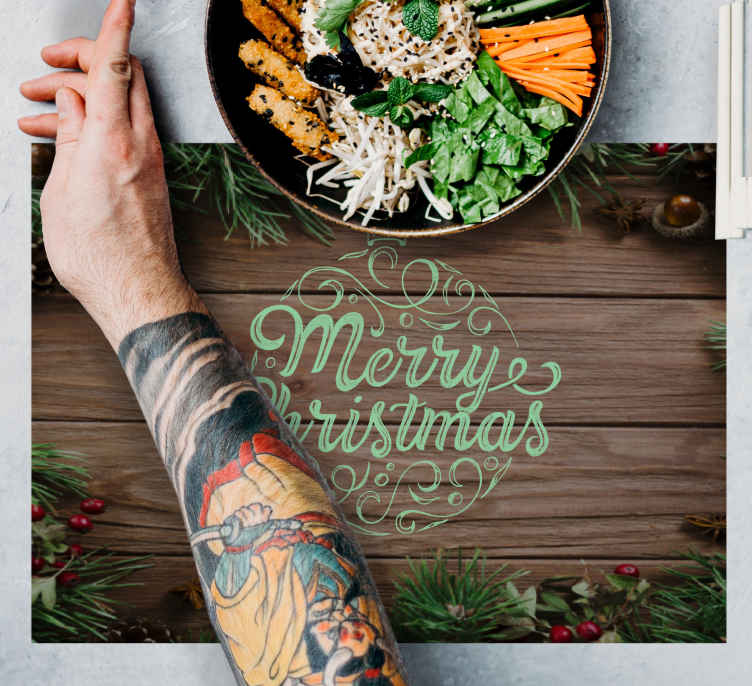 Wood decoration with text Christmas placemats - TenStickers