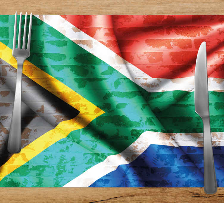 South Africa Flag on Brick textured vinyl placemats TenStickers