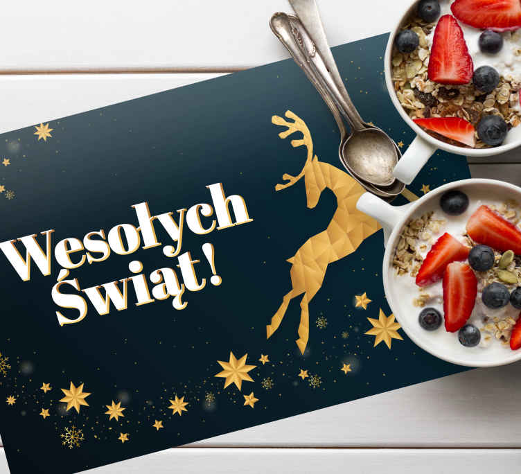 Podkładki na stół swiateczne Złoty renifer - TenStickers