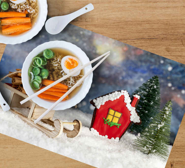 Cartoon house in winter Christmas placemats - TenStickers