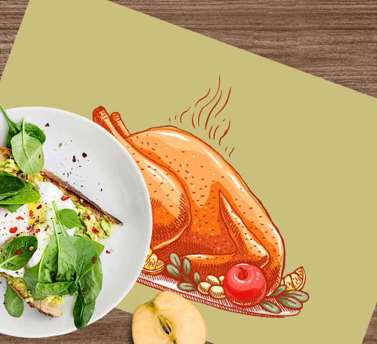 Roast Turkey on a platter Christmas placemats - TenStickers