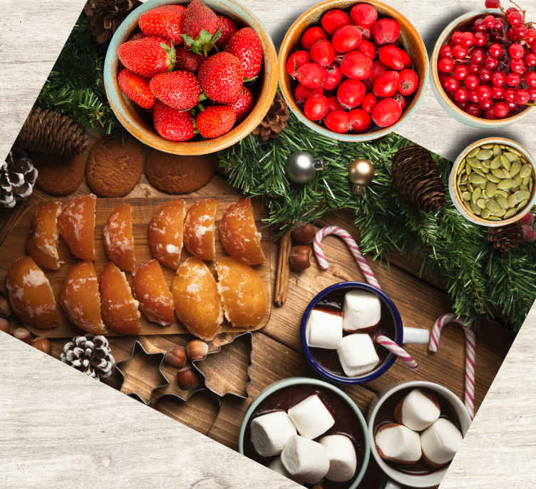 Food on wood table Christmas placemats - TenStickers