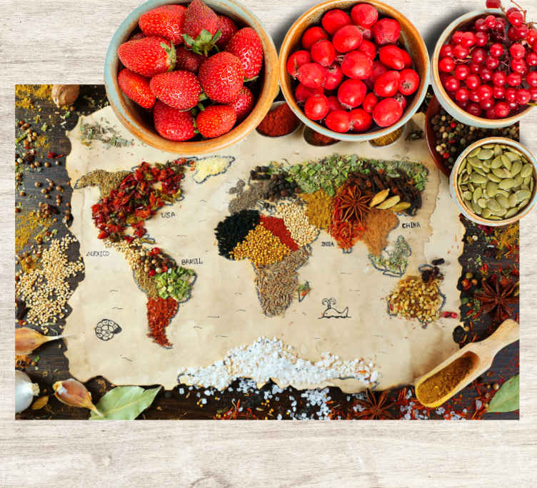 Spices world map Vinyl placemats - TenStickers