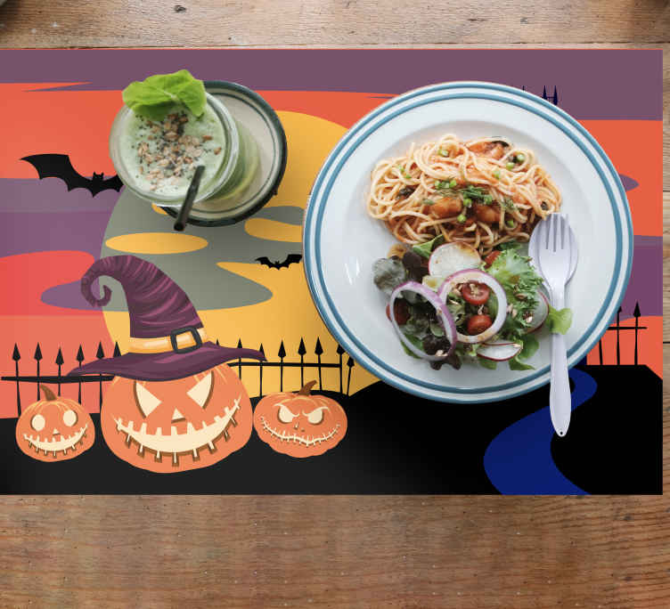 Halloween placemat pompoen nachtmerrie scène - TenStickers