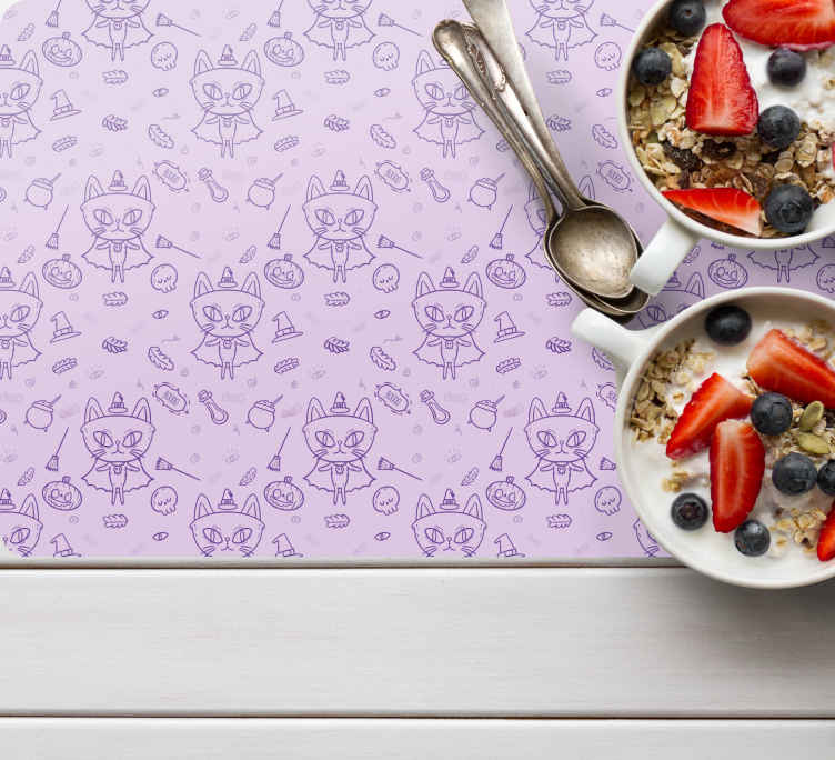 Children placemats whimsical cat design - TenStickers