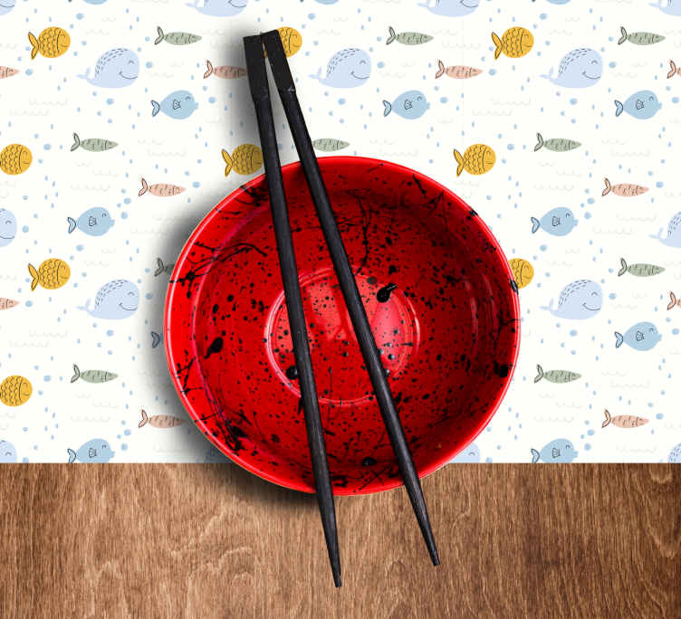 Cartoon multicolor fish modern vinyl placemats TenStickers
