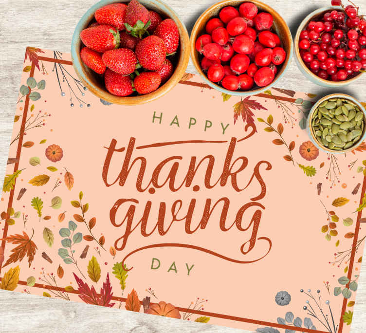 Cute pink thanksgiving Vinyl placemats - TenStickers
