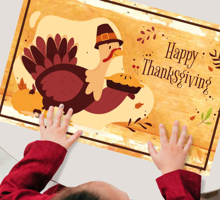 Kids thanksgiving cartoon turkey Placemats - TenStickers