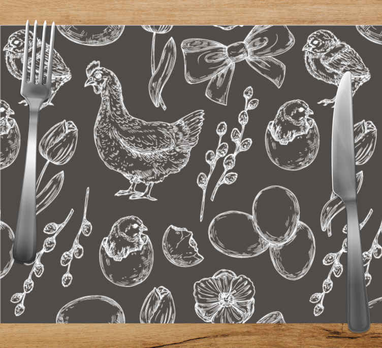 Tovaglietta americana originale Pollame disegnato a mano