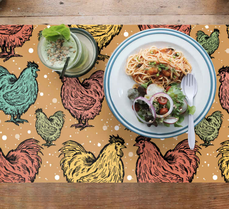 Detailed rustic roosters Vinyl placemats TenStickers